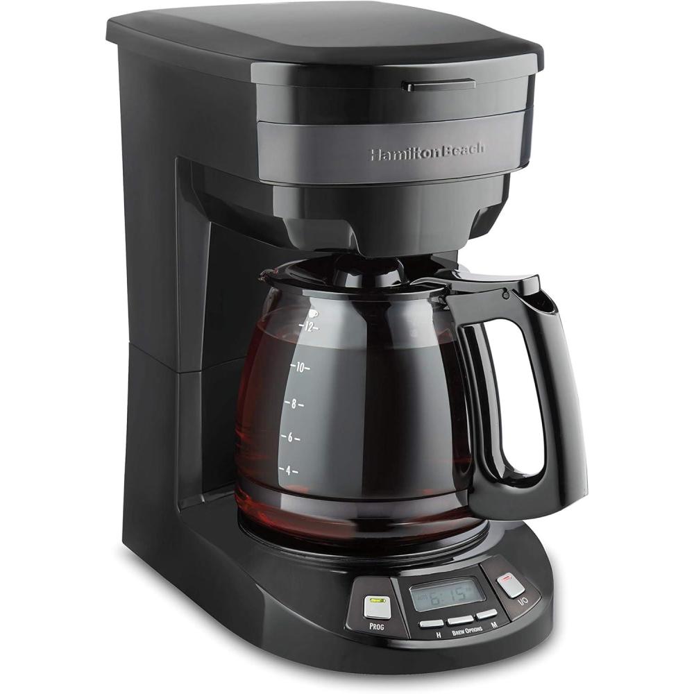 imageHamilton Beach 12 Cup Programmable Drip Coffee Maker Brew Options Glass Carafe 46299 Black with Stainless AccentsBlack Stainless