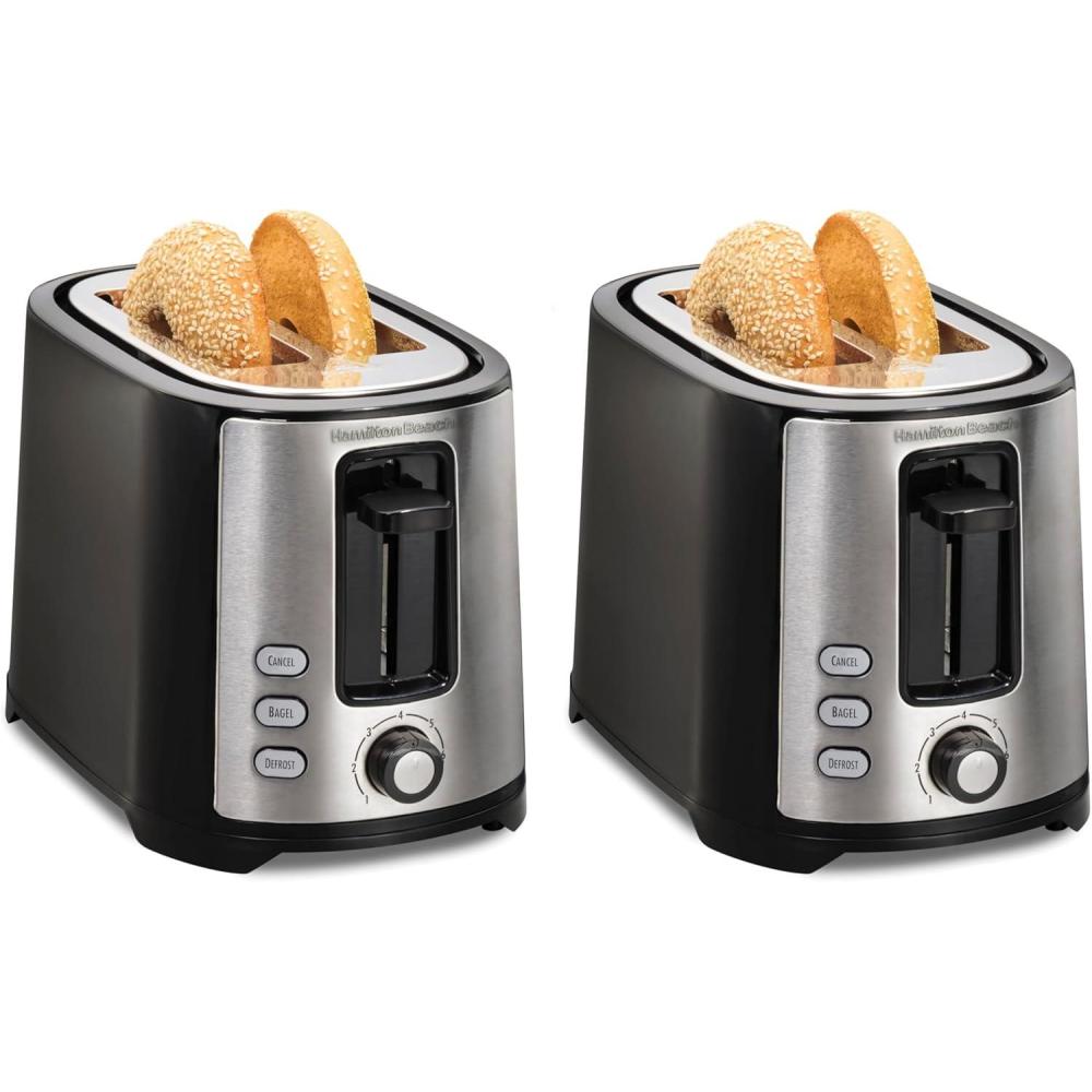 imageHamilton Beach 2 Slice Extra Wide Slot Toaster with Bagel amp Defrost Settings Shade Selector with 7 Browning Levels Toast Boost Auto Shutoff Black amp Stainless Steel 226332 Slices Pack of 2