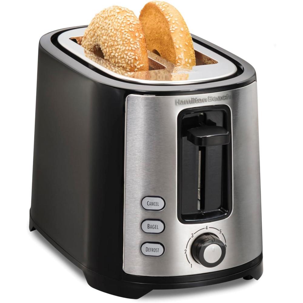 imageHamilton Beach 2 Slice Extra Wide Slot Toaster with Bagel amp Defrost Settings Shade Selector with 7 Browning Levels Toast Boost Auto Shutoff Black amp Stainless Steel 226332 Slices