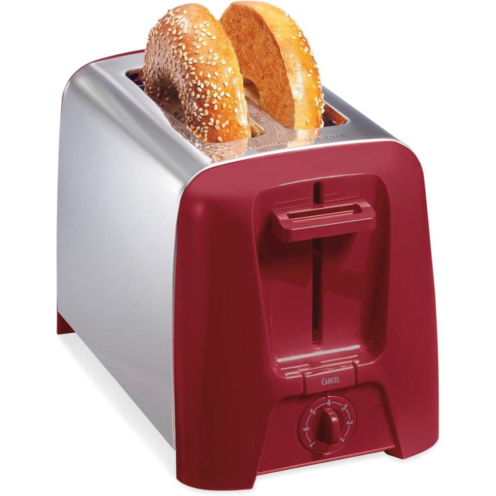 imageHamilton Beach 2 Slice Toaster with Extra Wide Slots Shade Selector AutoShutoff Cancel Button and Toast Boost RedRed
