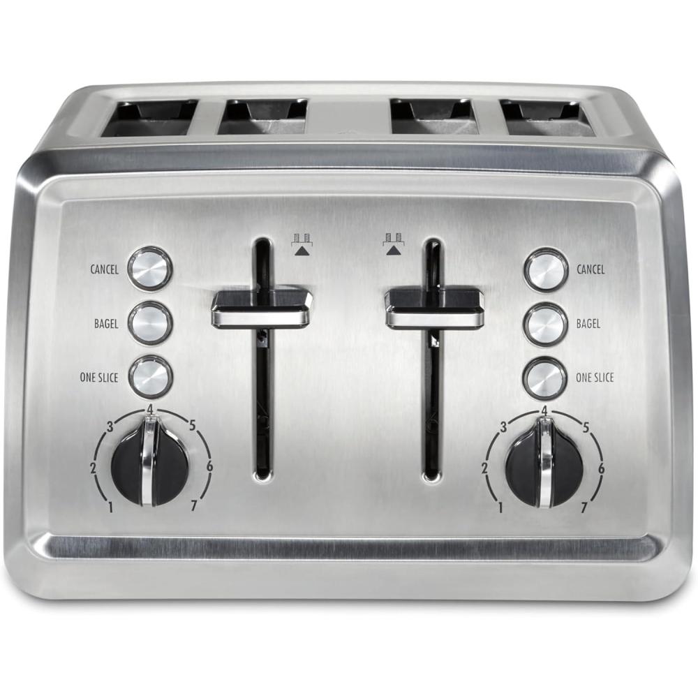 imageHamilton Beach 4 Slice Toaster with ExtraWide Slots Bagel Setting Toast Boost SlideOut Crumb Tray AutoShutoff amp Cancel Button Stainless Steel 24798Stainless Steel