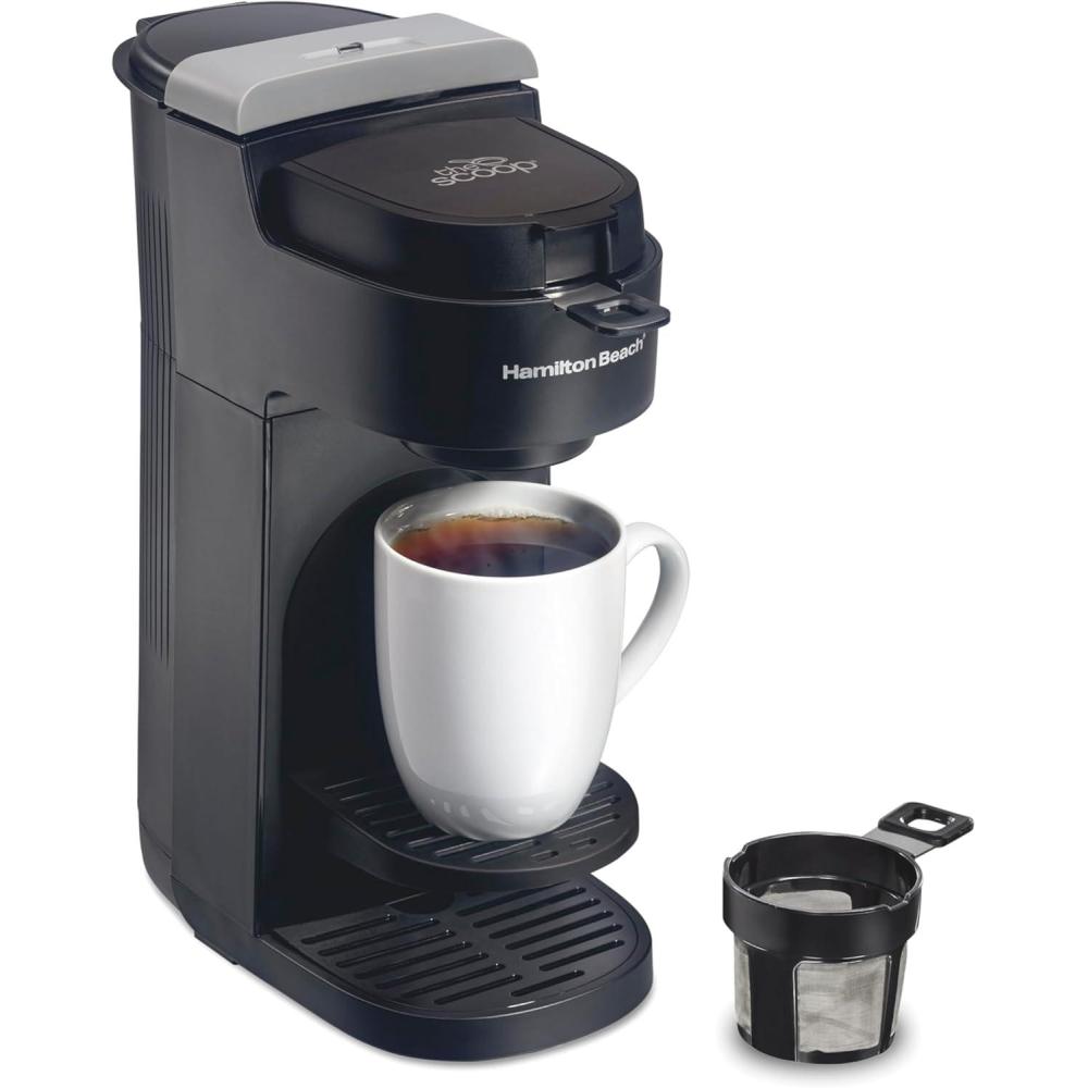 imageHamilton Beach 47621 The Scoop Single Serve Coffee Maker amp Fast Grounds Brewer for 814oz Cups Brews in Minutes Next Gen WhiteBlack