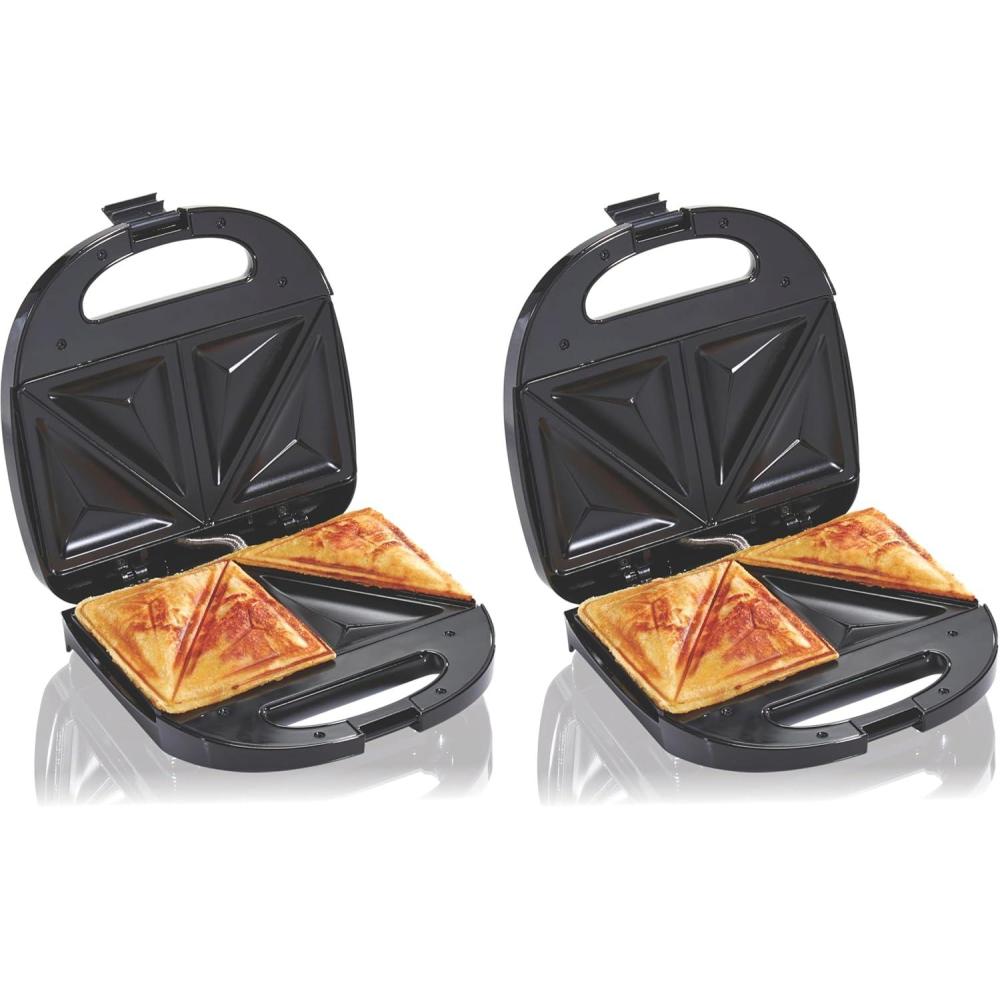 imageHamilton Beach Electric Sealed Sandwich Maker Grill with PFASFree Nonstick Plates Makes Stuffed French Toast Omelets Compact amp Easy to Store Black 25430GCompact Easy to Store 2 Pack