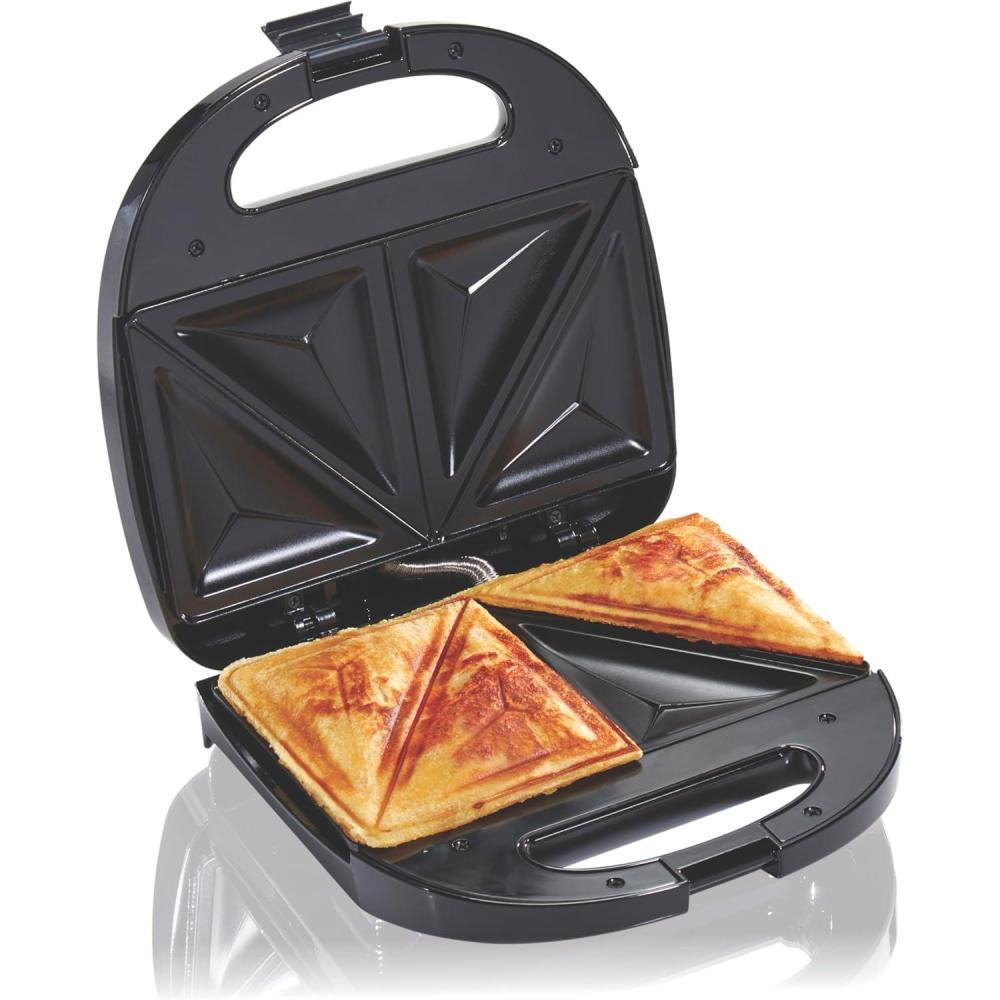 imageHamilton Beach Electric Sealed Sandwich Maker Grill with PFASFree Nonstick Plates Makes Stuffed French Toast Omelets Compact amp Easy to Store Black 25430GCompact Easy to Store Single Unit
