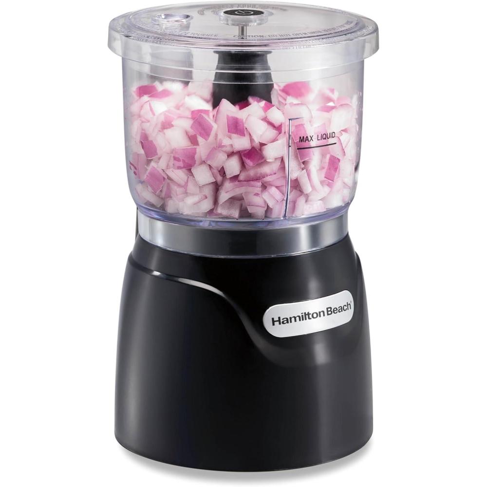 imageHamilton Beach Electric Vegetable Chopper amp Mini Food Processor 3Cup 350 Watts for Dicing Mincing and Puree Black 72850