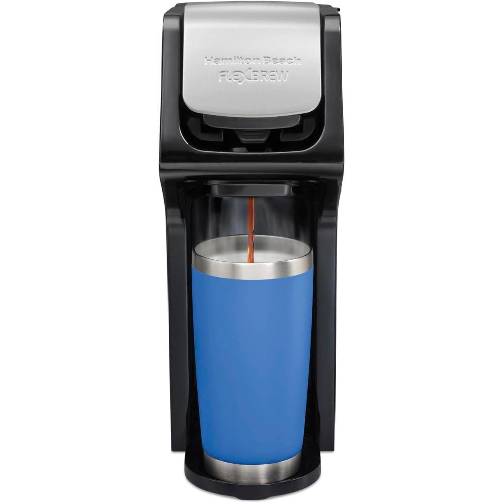 imageHamilton Beach FlexBrew Single Serve Coffee Maker Coffee Machine Compatible with Pod Packs and Grounds Black Next Gen 49900Black Fast Brewing