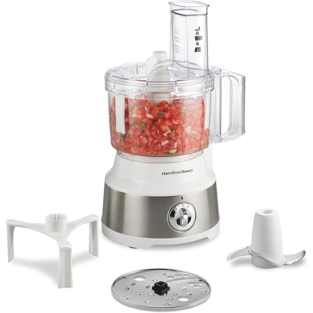 imageHamilton Beach Food Processor amp Vegetable Chopper for Slicing Shredding Mincing and Puree 10 Cups Easy Clean Bowl Scraper Black and Stainless Steel 70730Bowl Scraper White and Stainless Steel