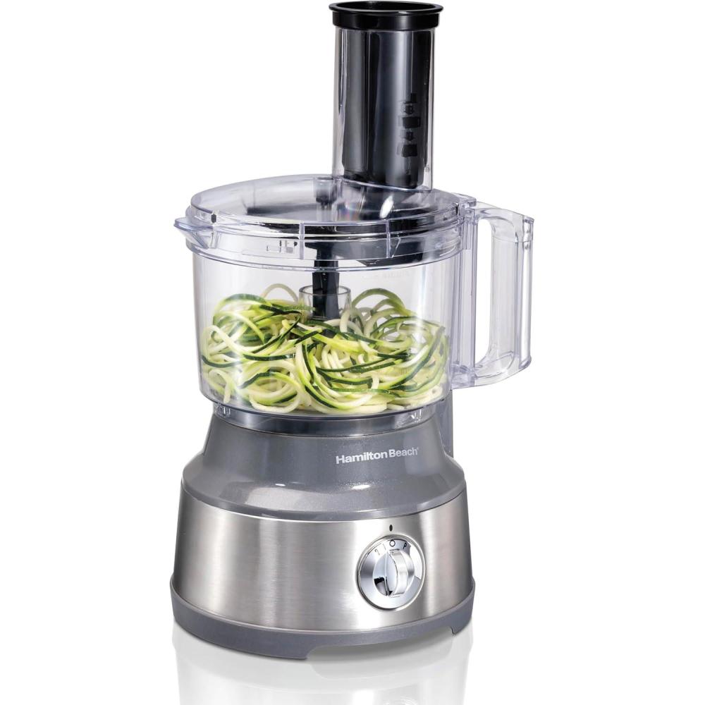 imageHamilton Beach Food Processor amp Vegetable Chopper for Slicing Shredding Mincing and Puree 10 Cups Easy Clean Bowl Scraper Black and Stainless Steel 70730Spiralizing Grey and Stainless
