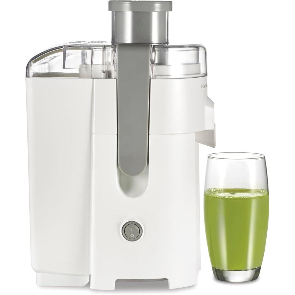 imageHamilton Beach HealthSmart Juicer Machine Compact Centrifugal Extractor 24 Feed Chute for Fruits and Vegetables Easy to Clean BPA Free 400W White 67501White