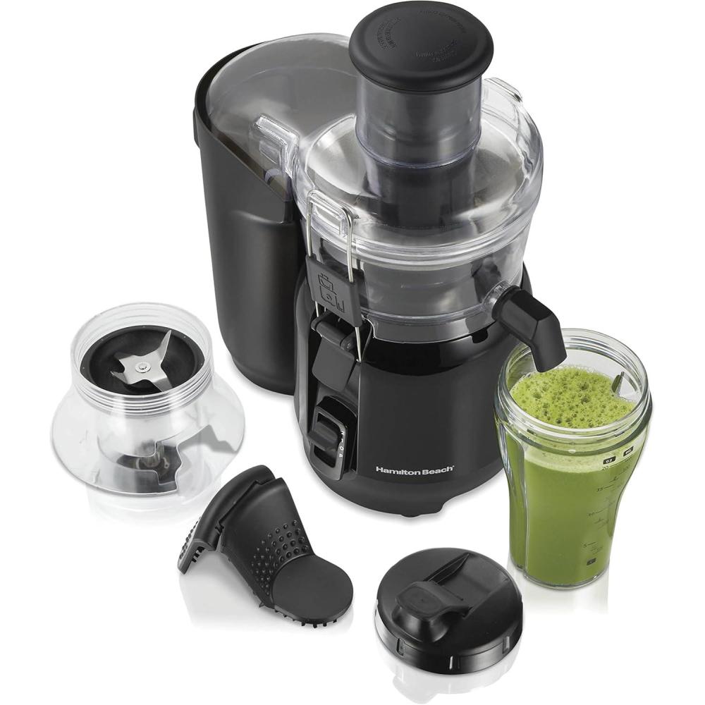 imageHamilton Beach Juice amp Blend 2in1 Juicer Machine and 20 oz Blender Big Mouth Large 3 Feed Chute for Whole Fruits and Vegetables Easy to Clean Centrifugal Extractor 800W Motor Black 67970