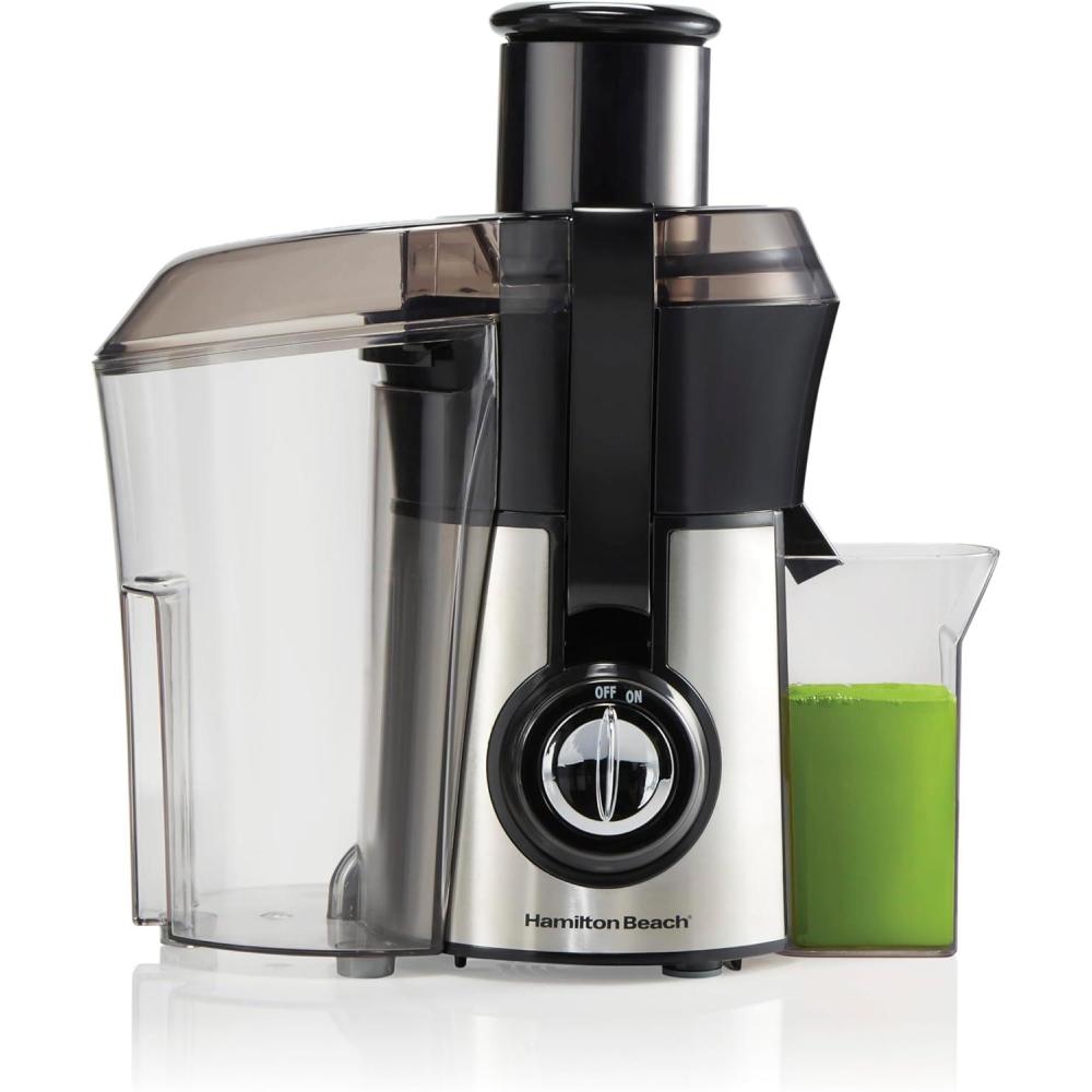 imageHamilton Beach Juicer Machine Big Mouth 3 Feed Chute for Whole Fruits and Vegetables Easy to Clean Centrifugal Extractor Vegetable amp Fruit Juicer BPA Free 800W Motor BlackSilver