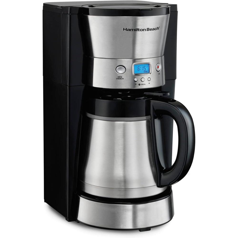 imageHamilton Beach Programmable Coffee Maker with 10 Cup Thermal Carafe 3 Brewing Options Auto Shutoff amp Pause and Pour Stainless Steel 46899RStainless Steel New for 2023