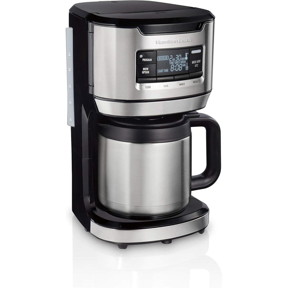 imageHamilton Beach Programmable FrontFill Coffee Maker with Thermal Carafe 46391 12 Cup Capacity Black and Stainless