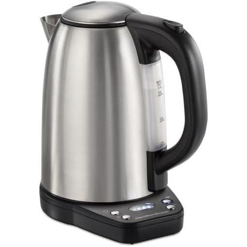 imageHamilton Beach Smart Electric Tea Kettle amp Water Boiler Works with Alexa 17 Liter Fast Boiling 1500 Watts Cordless Keep Warm AutoShutoff amp BoilDry Protection Stainless Steel 41036