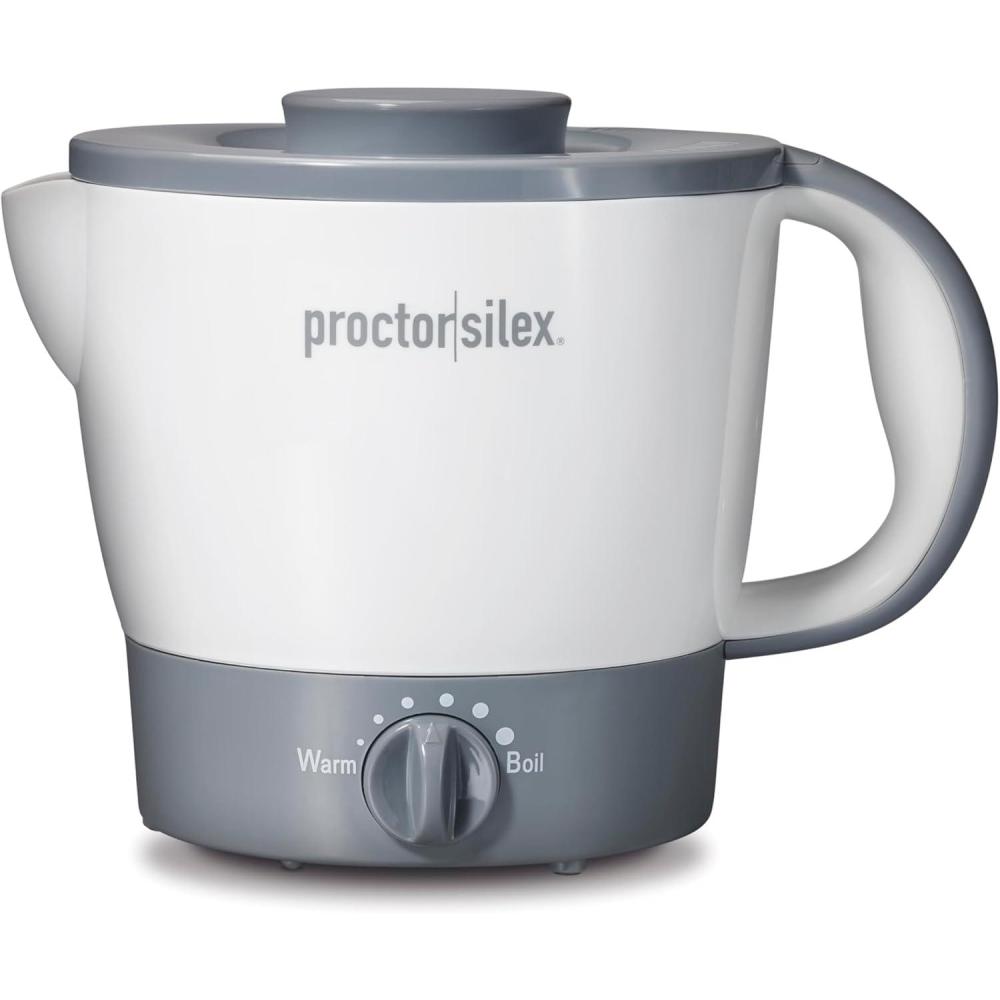 imageProctor Silex 32oz Adjustable Temperature Hot Pot Electric Kettle for Tea Boiling Water Cooking Ramen Noodles and Soup PFASFree Nonstick Coating White 48507MNWhite