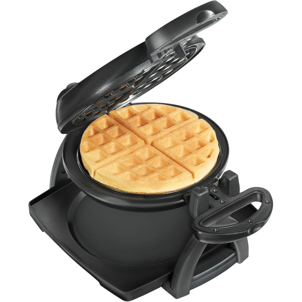 imageProctor Silex Belgian Waffle Maker with Nonstick Plates Single Flip CoolTouch Handle and Removable Drip Tray for Easy Cleanup Black 26090PS