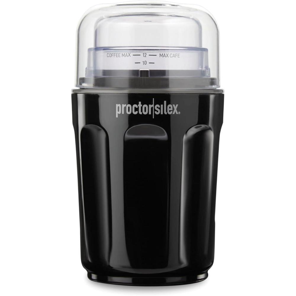 imageProctor Silex Sound Shield Electric Coffee Grinder for Quiet Grinding Stainless Steel Blades Beans Spices and More 12 Cups Black 8040212 Cups