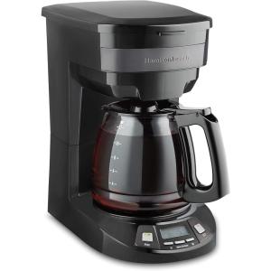 Hamilton Beach 12 Cup Programmable Drip Coffee Maker, Brew Options, Glass Carafe (46299), Black with Stainless Accents(Black Stainless)