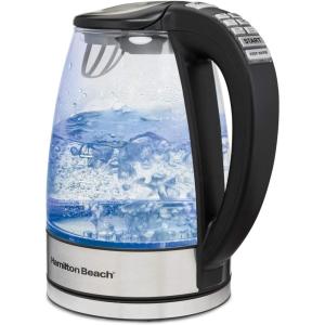 Hamilton Beach 1.7L Electric Tea Kettle, Water Boiler & Heater, LED Indicator, Built-In Mesh Filter, Auto-Shutoff & Boil-Dry Protection, Cordless Serving, Variable Temp, Clear Glass (40941R)(Variable Temp  Clear Glass)