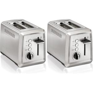 Hamilton Beach 2 Slice Toaster with Extra-Wide Slots, Bagel Setting, Toast Boost, Slide-Out Crumb Tray, Auto-Shutoff & Cancel Button, Defrost Function, Stainless Steel (22794)(Stainless Steel)