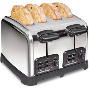 Hamilton Beach 24782 Retro Toaster with Wide Slots, Sure-Toast echnology, Bagel & Defrost Settings, Auto Boost to Lift Smaller Breads, 4 Slice, Polished Stainless Steel(Toaster)