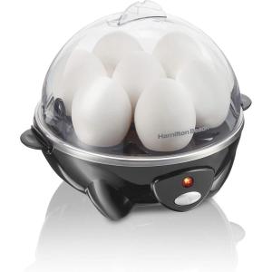 Hamilton Beach 3-in-1 Electric Egg Cooker for Hard Boiled Eggs, Poacher Eggs, Omelet Maker & Vegetable Steamer, Holds 7, Mint (25504)(Holds 7  Black)