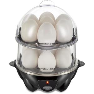 Hamilton Beach 3-in-1 Electric Egg Cooker for Hard Boiled Eggs, Poacher, Omelet Maker & Vegetable Steamer, Holds 14, Black (25508)(3-in-1)