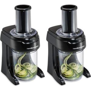 Hamilton Beach 3-in-1 Electric Vegetable Spiralizer for Veggie Noodles, Zoodle Maker & Slicer With 3 Cutting Cones for Spaghetti, Linguine, and Ribbons, 6-Cups, Black (70930)(6-cups (Pack of 2))