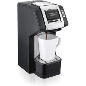 Hamilton Beach 49945 FlexBrew Single-Serve Coffee Maker Compatible with Pod Packs and Grounds, 1 Cup, Red(Black Silver)