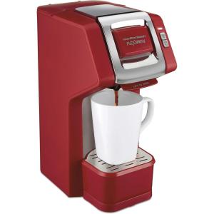 Hamilton Beach 49945 FlexBrew Single-Serve Coffee Maker Compatible with Pod Packs and Grounds, 1 Cup, Red(Red)