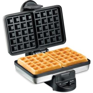 Hamilton Beach Belgian Mini Waffle Maker with Shade Control, Makes 2 at Once, Create Personalized Keto Chaffles and Hash Browns, PFAS-Free Non-Stick Plates, Compact Design, Stainless Steel (26009)(Makes 2 at Once (Pack of 1))