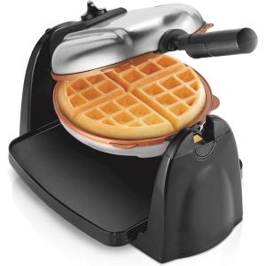 Hamilton Beach Belgian Waffle Maker with Removable PFAS-Free Durathon Nonstick Coated Plates, Easy Flip, Ceramic Grids, Black (26031)(Black)