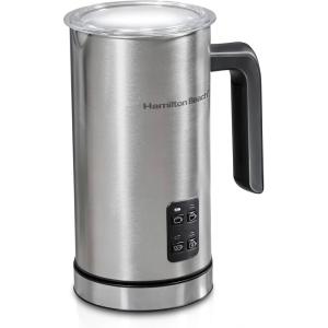 Hamilton Beach Electric Milk Frother & Warmer, Automatic Warm or Cold Foam, 5-10 oz., Create Café-Quality Coffee, Latte, Cappuccino, Frappe, Hot Chocolate, 4 Settings, Stainless Steel (43565C)