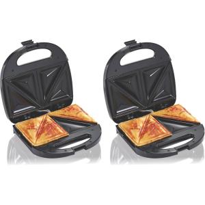 Hamilton Beach Electric Sealed Sandwich Maker Grill with PFAS-Free Nonstick Plates, Makes Stuffed French Toast, Omelets, Compact & Easy to Store, Black (25430G)(Compact & Easy to Store (2 Pack))