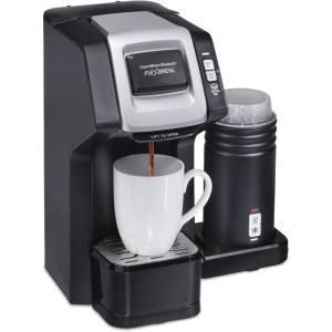 Hamilton Beach FlexBrew Single-Serve Coffee Maker with Milk Frother Compatible with K-Cup Pods and Grounds, 1cups, Black (49949)
