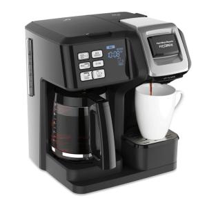 Hamilton Beach FlexBrew Trio 2-Way Coffee Maker, Compatible with K-Cup Pods or Grounds, Combo, Single Serve & Full 12c Pot, Black(Black)