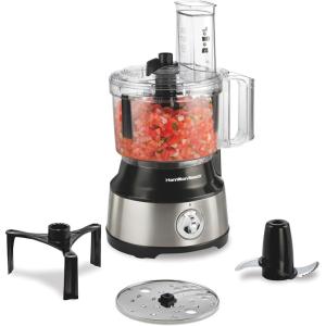 Hamilton Beach Food Processor & Vegetable Chopper for Slicing, Shredding, Mincing, and Puree, 10 Cups + Easy Clean Bowl Scraper, Black and Stainless Steel (70730)(Bowl Scraper  Black and Stainless)