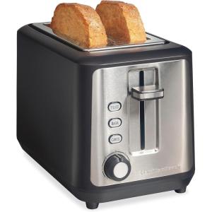 Hamilton Beach Gourmet 2 Slice Slot Toaster with Extra Long & Wide Slots, Sure-Toast Technology, Shade Selector with 7 Browning Levels, Bagel Setting, Matte Black and Stainless Steel (22996)(2 Slice)