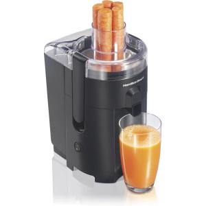 Hamilton Beach HealthSmart Juicer Machine, Compact Centrifugal Extractor, 2.4” Feed Chute for Fruits and Vegetables, Easy to Clean, BPA Free, 400W, White (67501)(Black)