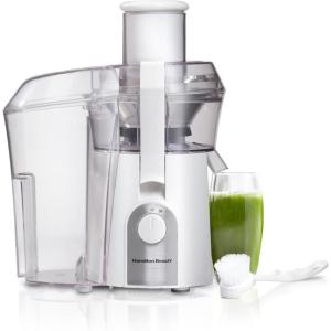 Hamilton Beach Juicer Machine, Big Mouth 3” Feed Chute for Whole Fruits and Vegetables, Easy to Clean, Centrifugal Extractor, Vegetable & Fruit Juicer, BPA Free, 800W Motor, Black(White)