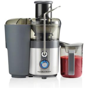 Hamilton Beach Juicer Machine, Centrifugal Extractor, Big Mouth 3″ Feed Chute, Easy Clean, 2-Speeds, 40 oz. BPA Free Pitcher, 850 Watt Motor, Silver (67850)