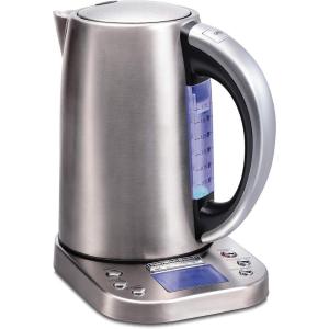 Hamilton Beach Professional Digital LCD Temperature Control Electric Tea Kettle, Water Boiler & Heater, 1.7 Liter, Fast Boiling 1500 Watts, Cordless, Auto-Shutoff & Boil-Dry Protection, Silver (41028)