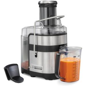 Hamilton Beach Professional Juicer Machine, Centrifugal Extractor, with 3.5” Super Chute for Whole Fruits and Vegetables, 1100 Watts Easy Sweep Cleaning Tool, Black (67906)