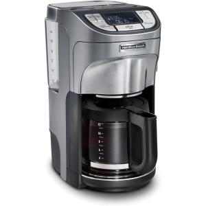 Hamilton Beach Professional Programmable Drip Coffee Maker, 12 Cup Capacity Ergonomic Carafe, 60oz Removable Reservoir,120 volts, Brushed Metal (49500)