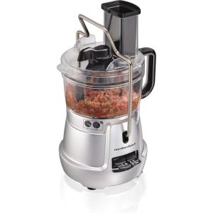 Hamilton Beach Stack & Snap 8-Cup Food Processor & Vegetable Chopper with Adjustable Slicing Blade, Built-in Bowl Scraper & Storage Case, Silver (70820)