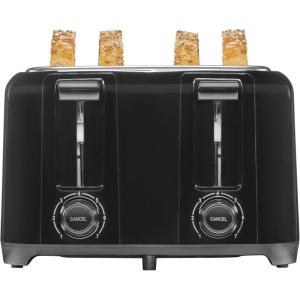 Proctor Silex 4 Slice Toaster with Extra Wide Slots for Bagels, Cool-Touch Walls, Shade Selector With 7 Browning Levels, Toast Boost, Auto Shut-off and Cancel Button, Black (24215PS)(Black)