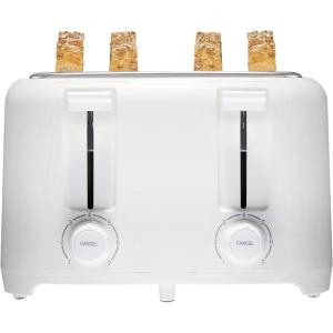 Proctor Silex 4 Slice Toaster with Extra Wide Slots for Bagels, Cool-Touch Walls, Shade Selector With 7 Browning Levels, Toast Boost, Auto Shut-off and Cancel Button, Black (24215PS)(White)