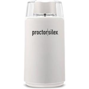 Proctor Silex Electric Coffee Grinder for Beans, Spices and More, Stainless Steel Blades, 12 Cups, Brown(White)