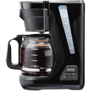 Proctor Silex FrontFill Drip Coffee Maker, Digital & Programmable, 12 Cup Glass Carafe, Black and Silver (43685PS)(Compact)