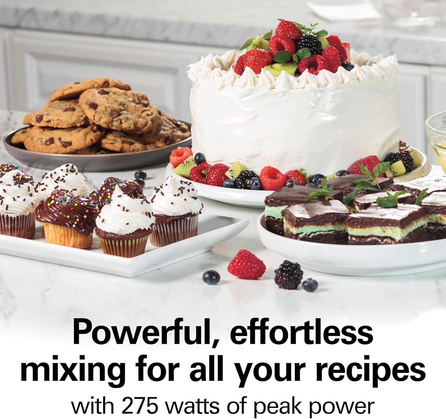 imageHamilton Beach 6Speed Electric Hand Mixer with Whisk Dough Hooks and Easy Clean Beaters Powerful 275 Watt Motor SnapOn Storage Case BlackWhite